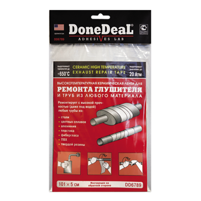 DD6789 Done Deal, Высокотемпературный бандаж для ремонта глушителя DoneDeal Ceramic High Temp Exhaust Repair Tape, 101*5cm 3364980 - фото 251545548