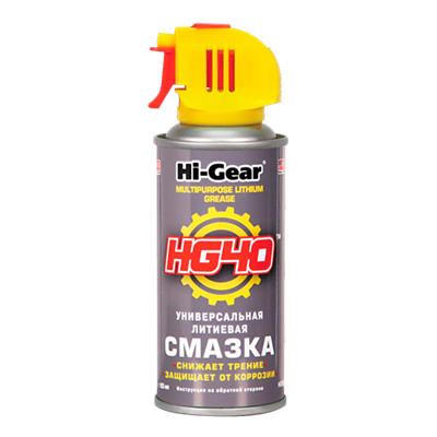HG5504 Hi-Gear, Универсальная литиевая смазка, аэрозоль Hi-Gear HG40 MULTIPURPOSE LITHIUM GREASE, 142gr - фото 251545576