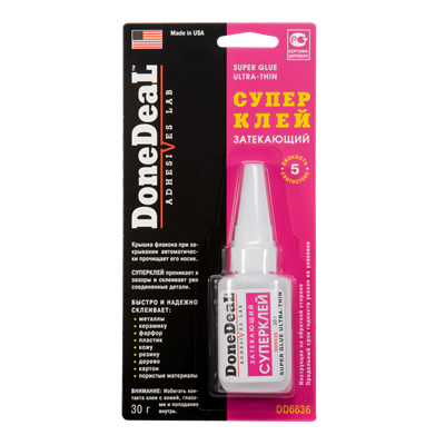 DD6636 Done Deal, Суперклей затекающий DoneDeal SUPER GLUE ULTRA THIN, 30gr DD6636 - фото 253275625